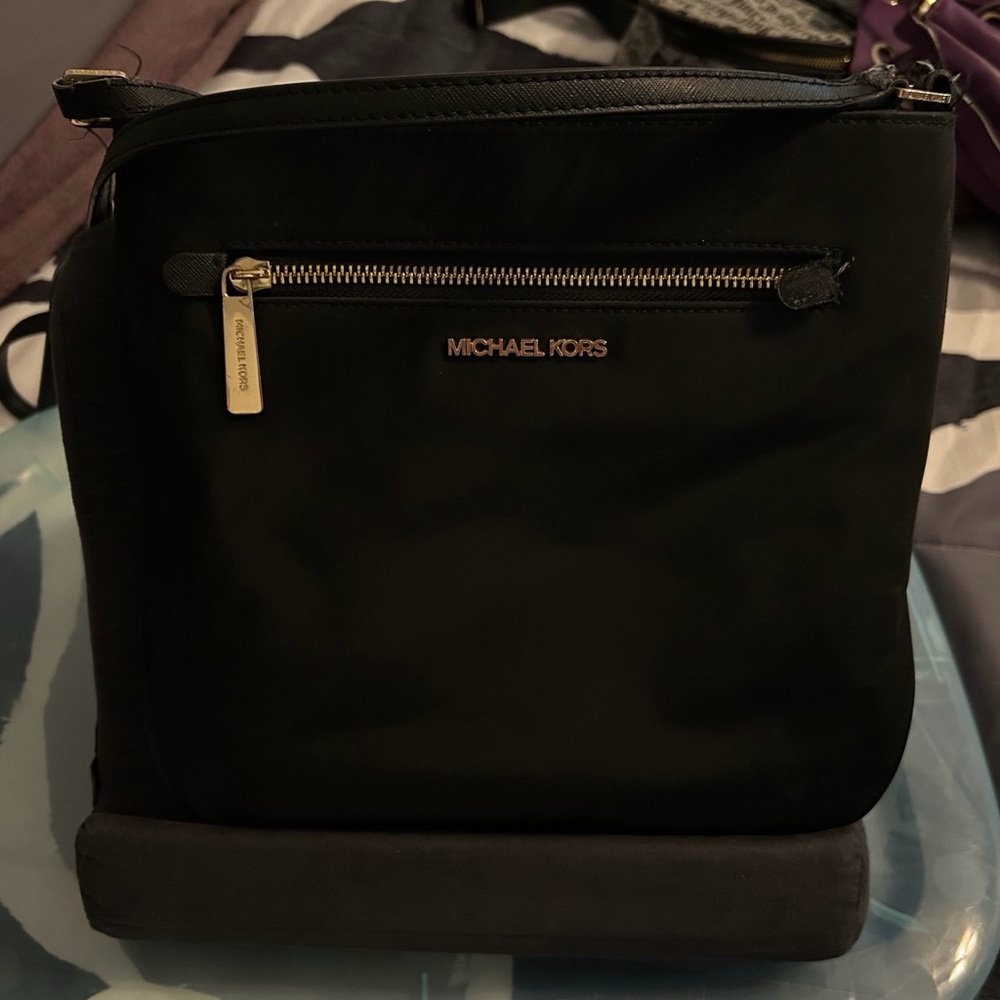 Michael Kors Black Crossbody Bag with Gold Accents
